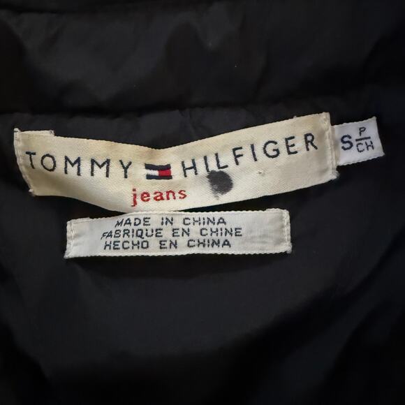 Y2K Tommy Hilfiger Jeans Navy Down Puffer Jacket Coat Mens Small Retro Patriotic - Picture 5 of 10